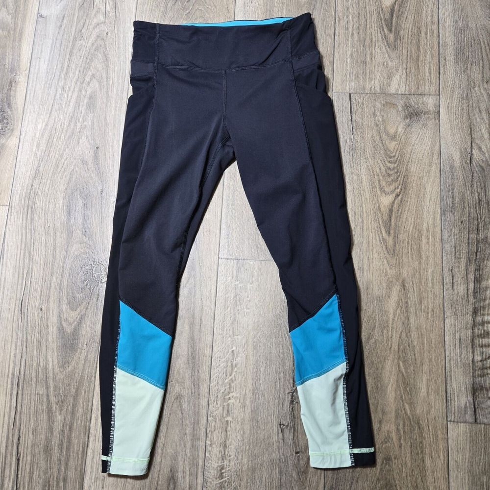 Lululemon Trail Bound 7/8‎ Tight Leggings Luxtreme Sz 8 Blue Tropics Mint EUC